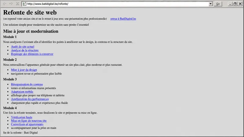 Travail de refonte sur un site web
